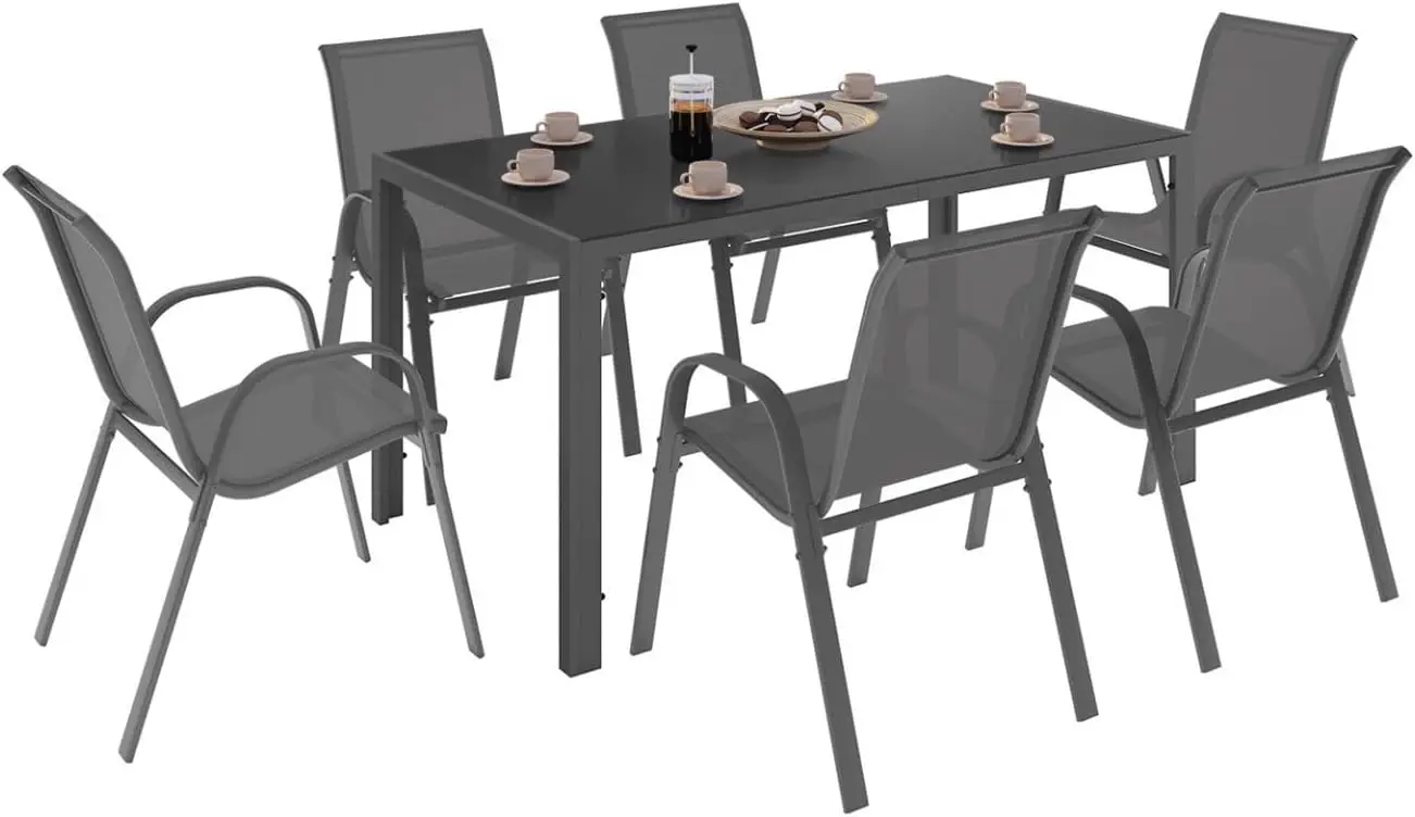 IDMarket - Salon de Jardin Madrid Table 150 CM et 6 chaises