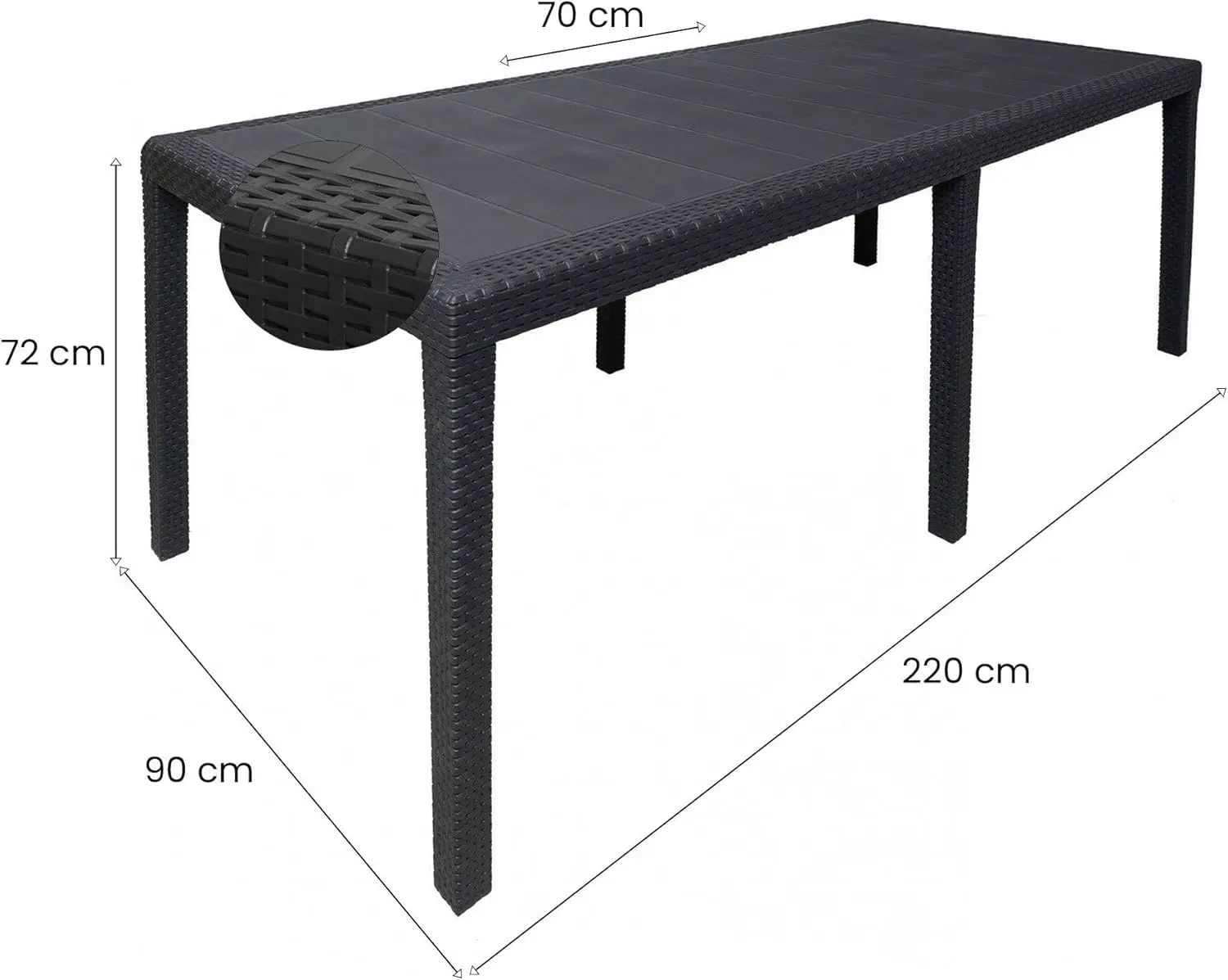 Table de jardin 10 places anthracite vue 2