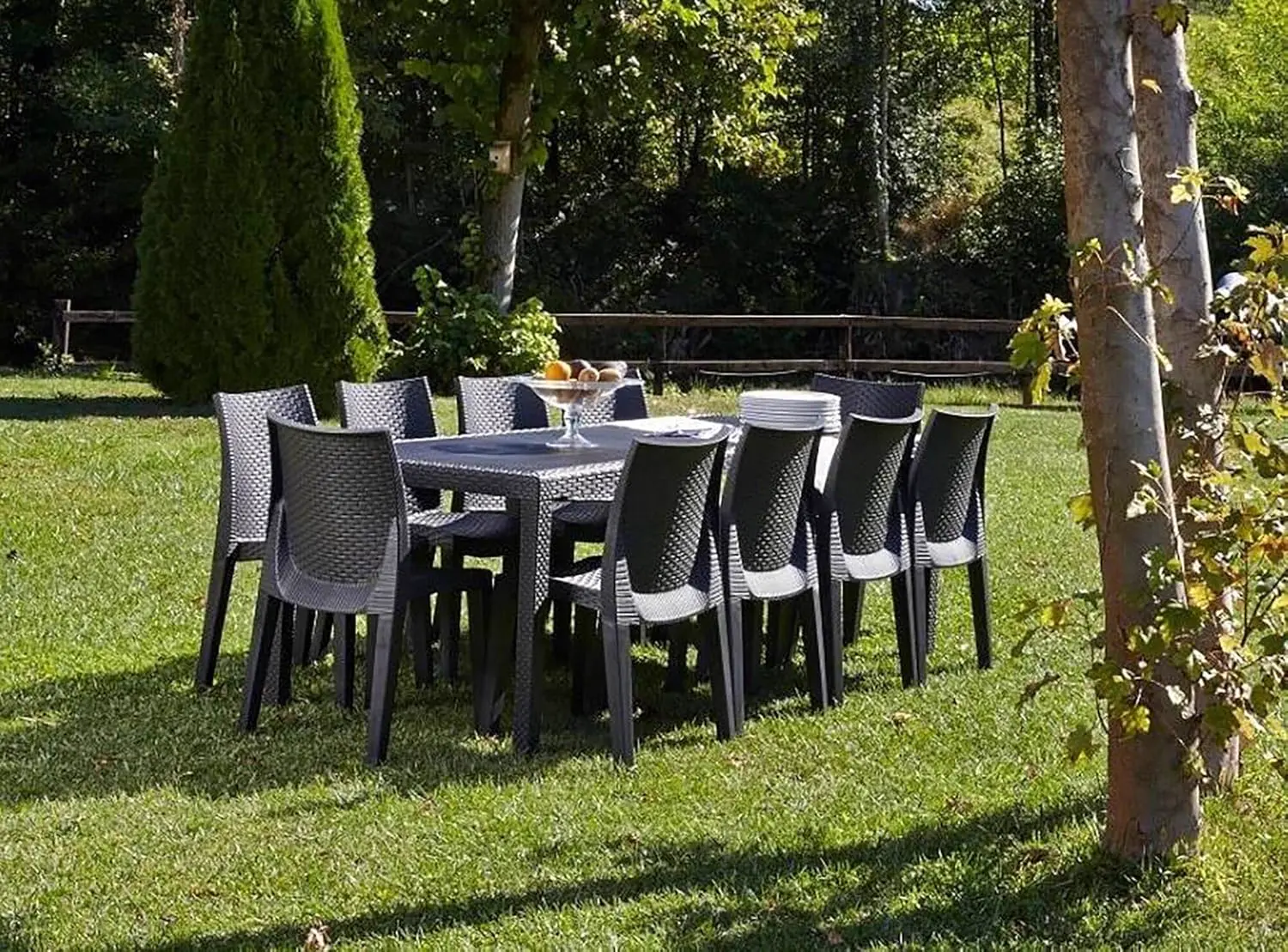 Table de jardin 10 places anthracite vue 4
