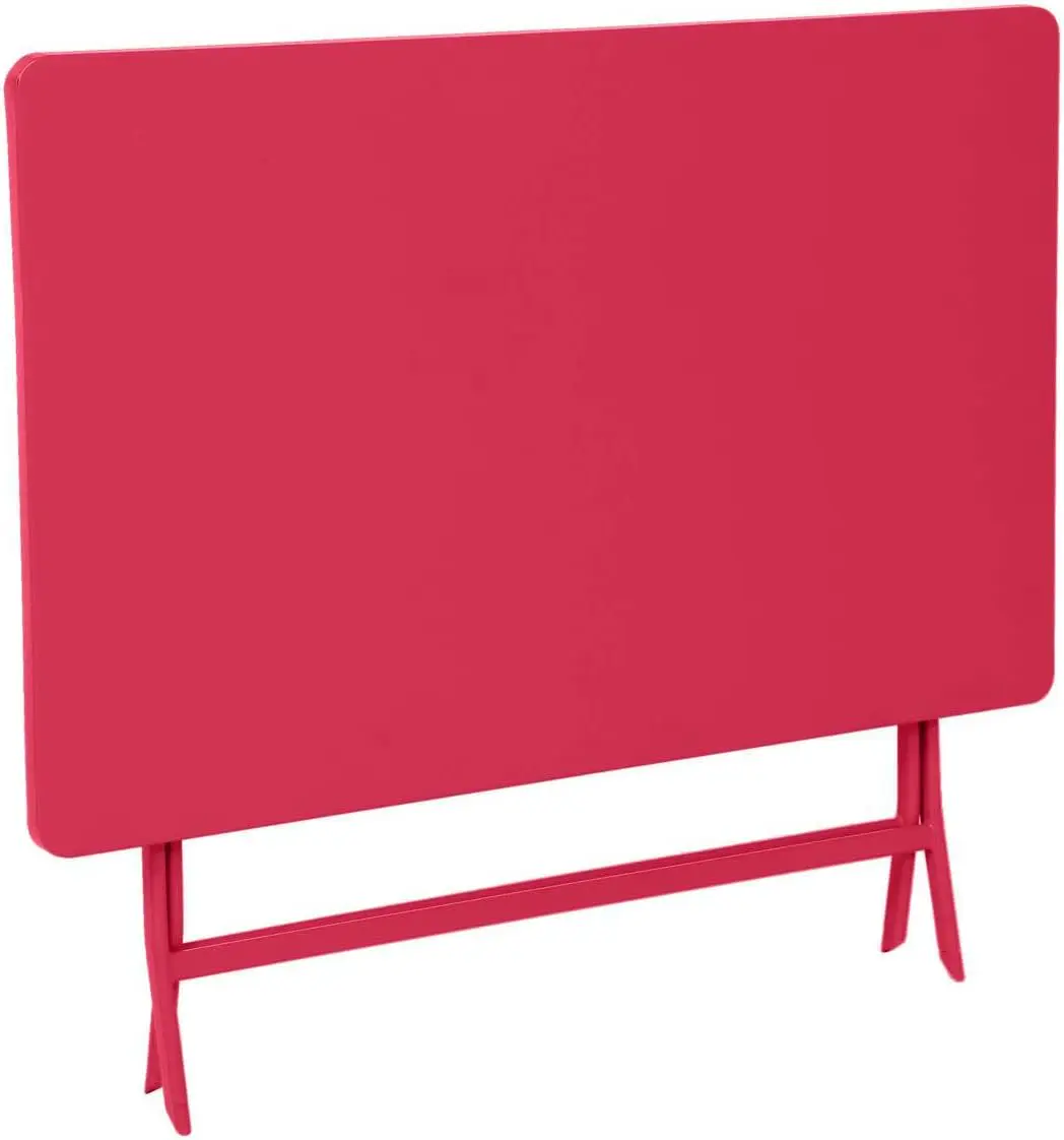 Table de jardin en métal rouge vue 4