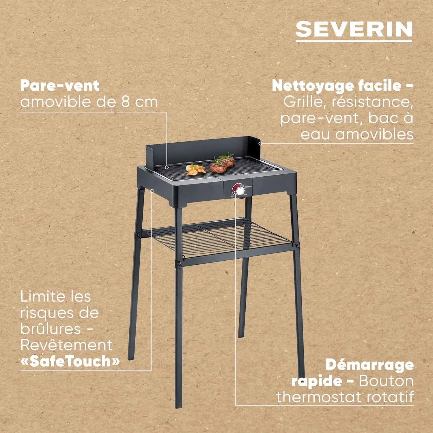 Barbecue électrique en aluminium noir vue 4