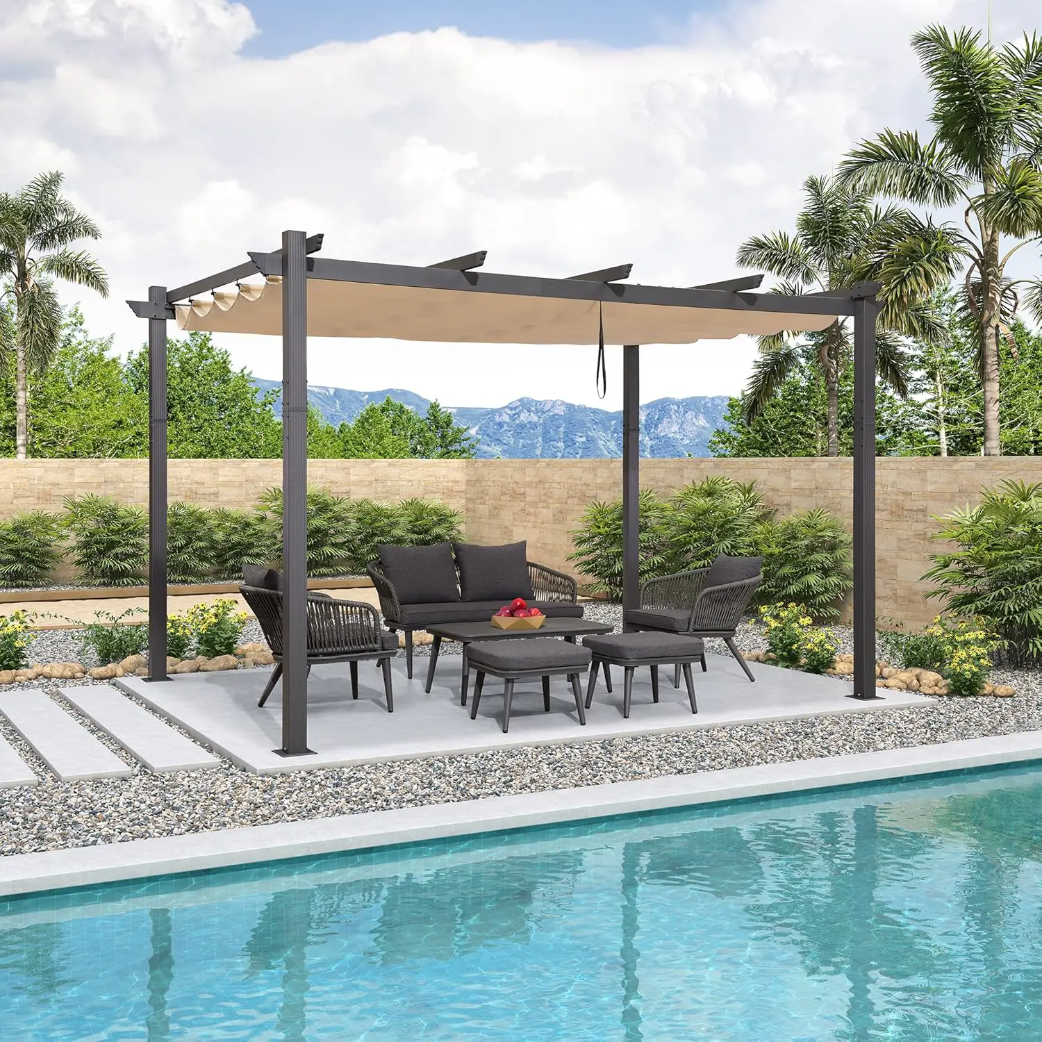 Pergola en aluminium kaki 4x3 m vue 9