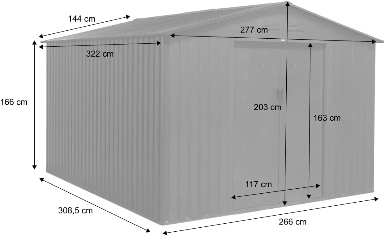 Abri de jardin en métal en métal gris 2,77x3,19 m vue 7