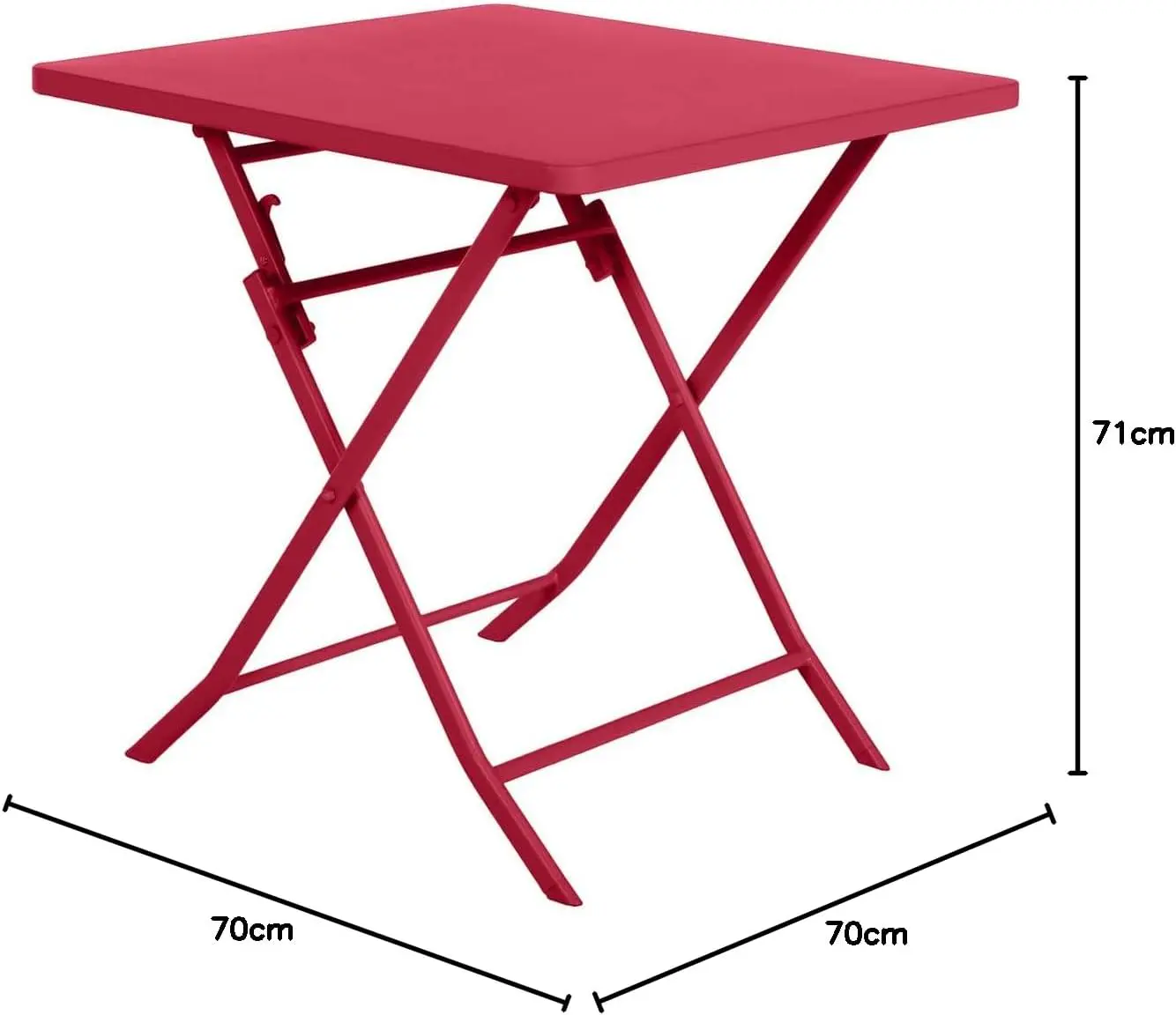 Table de jardin 2 places rouge vue 3