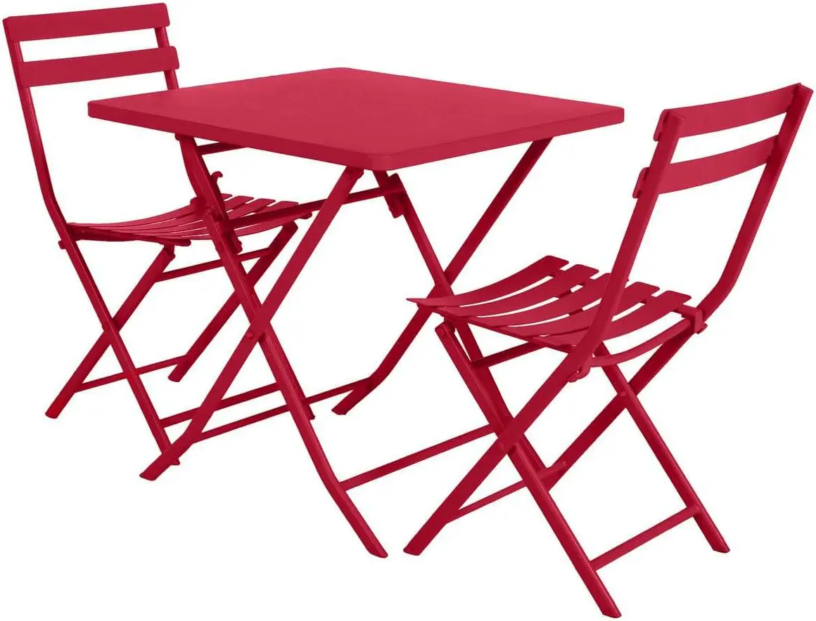 Table de jardin 2 places rouge vue 4