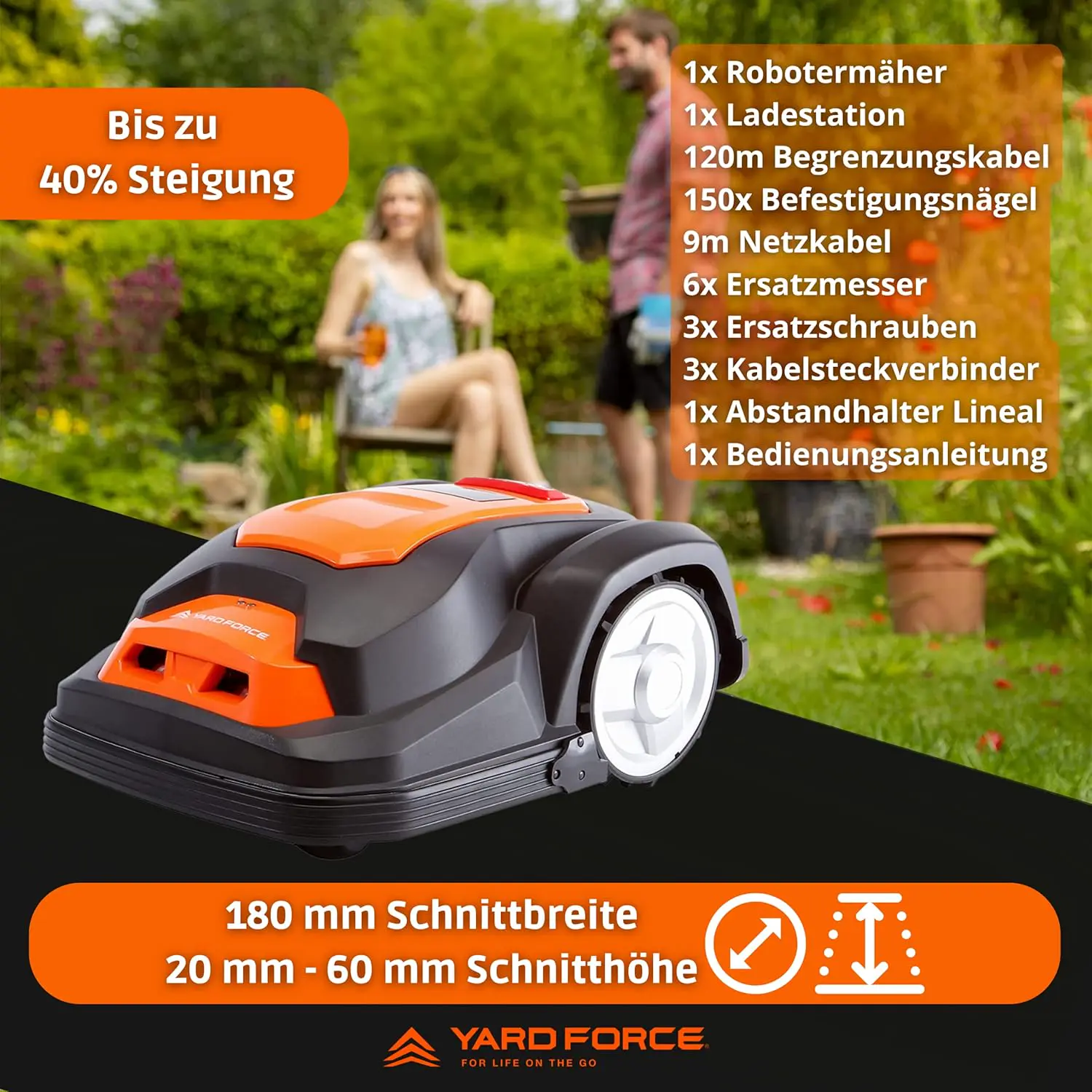 Robot tondeuse orange vue 3