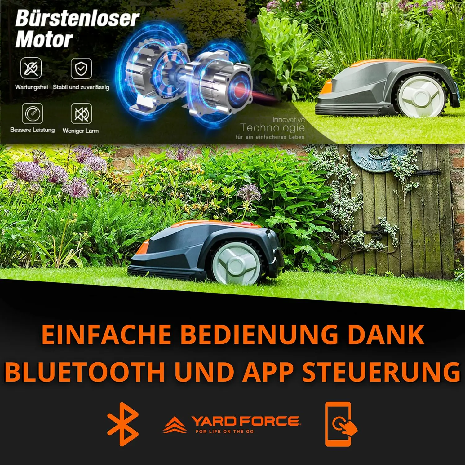 Robot tondeuse orange vue 4