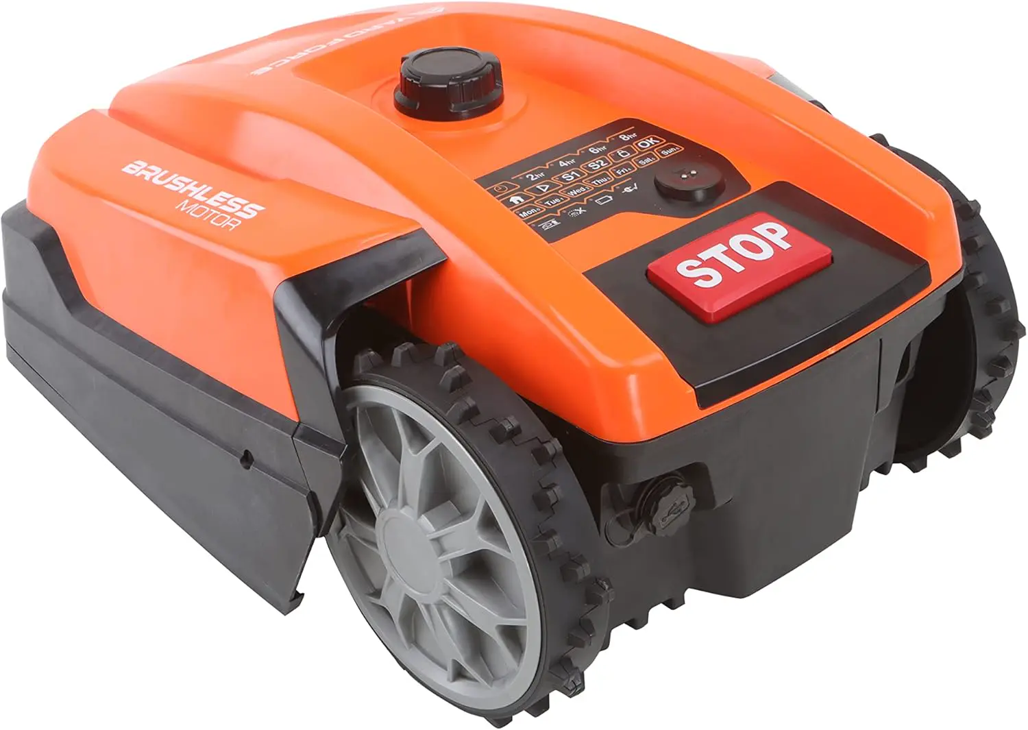 Robot tondeuse noir vue 2