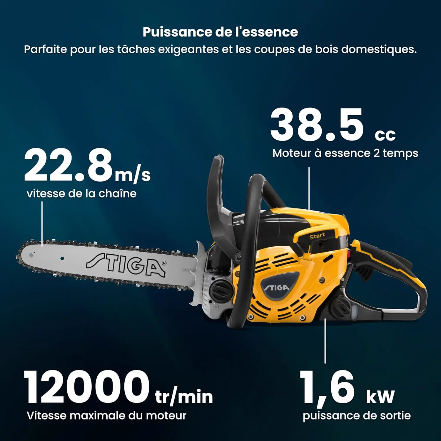 Tronçonneuse thermique en bois vue 3
