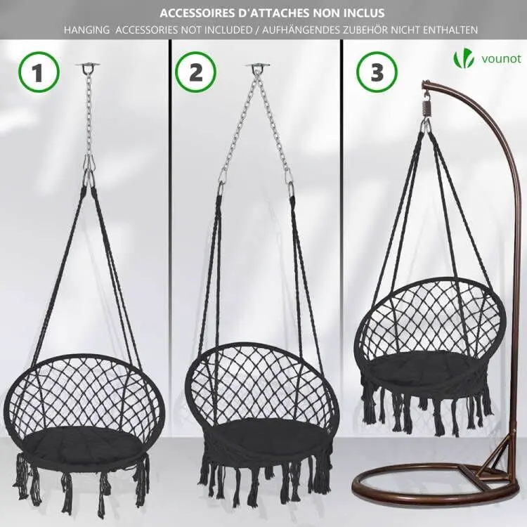 Fauteuils suspendus en métal gris vue 5