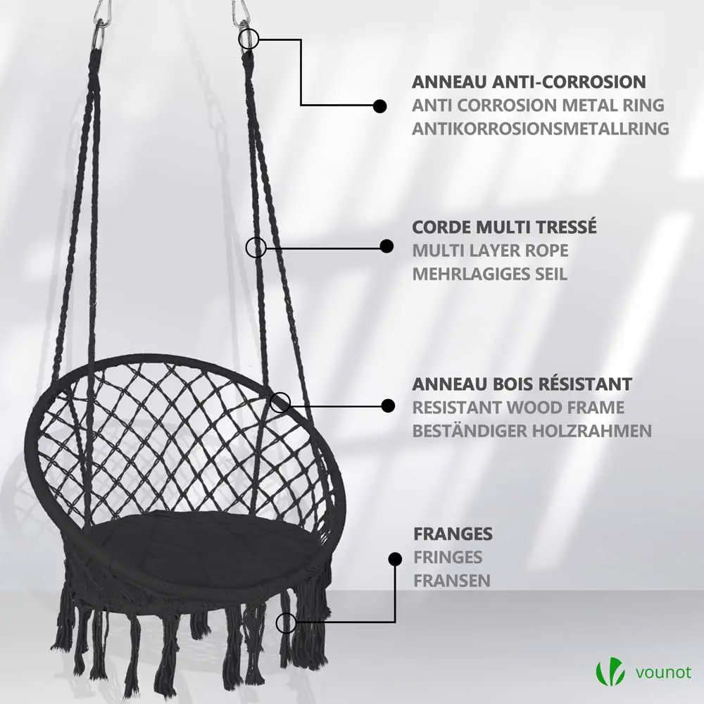 Fauteuils suspendus en métal gris vue 7