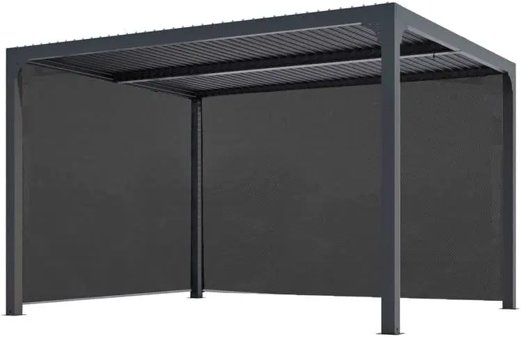 Abri De Jardin Bioclimatique Avec Rideaux Manuels 10.80 M2 Gris Anthracite - PER 36R30R BI 10.80 M2