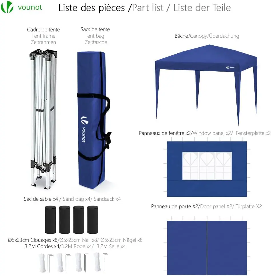 Tonnelle en métal bleu 3x3 m vue 6