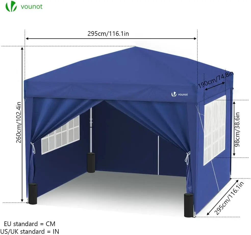 Tonnelle en métal bleu 3x3 m vue 7
