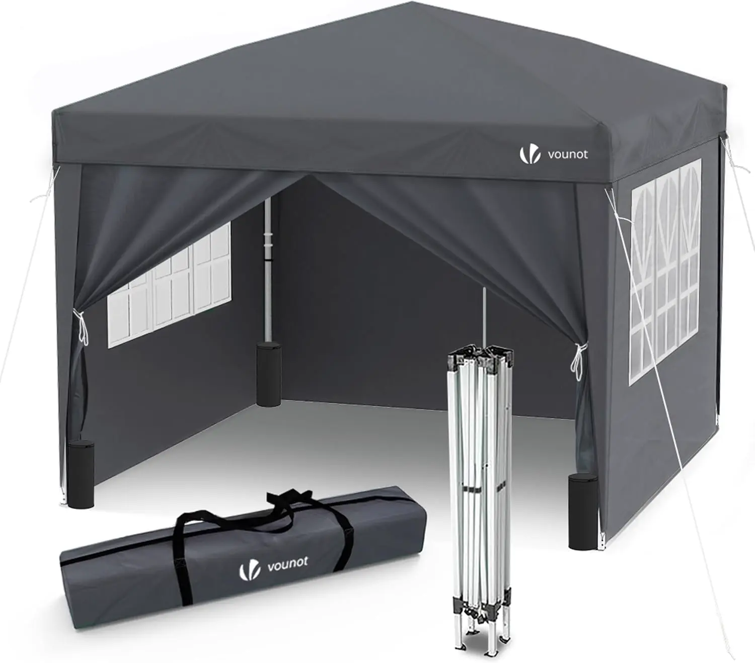 VOUNOT® Tonnelle de Jardin Tente 3x3m Pliable avec 4 Côtés et 4 Sacs