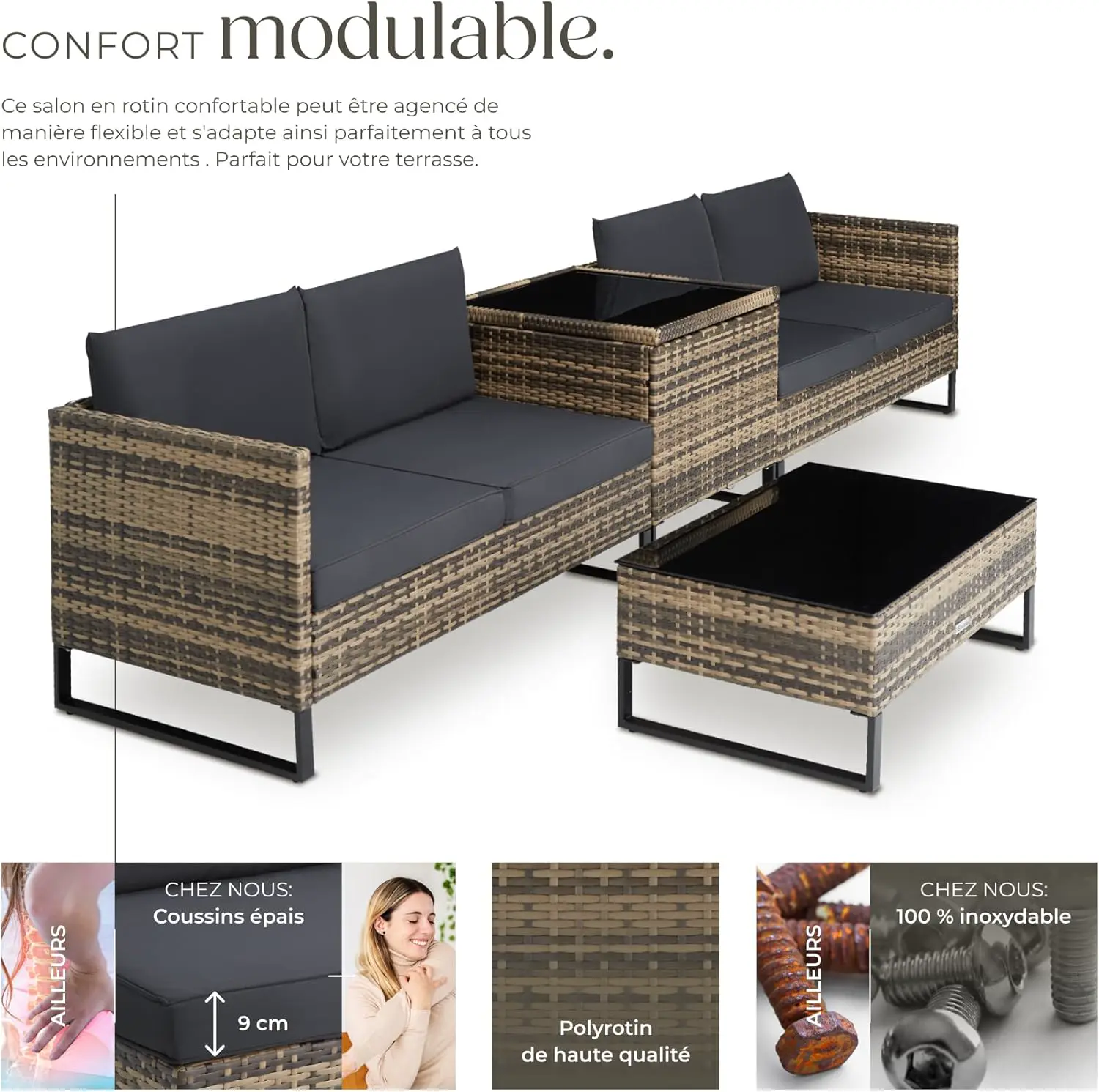 Salon de jardin en rotin vue 3