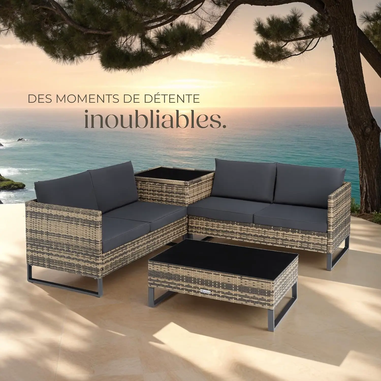 Salon de jardin en rotin vue 8