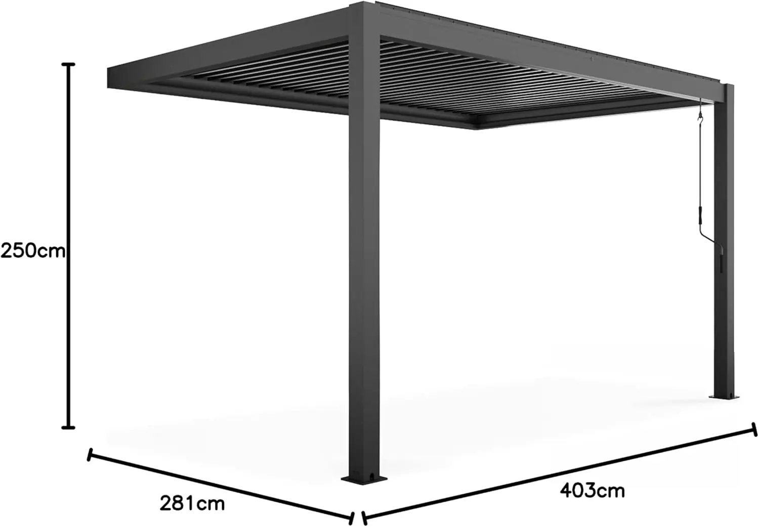 Pergola en aluminium 4x2,57 m adossée vue 7