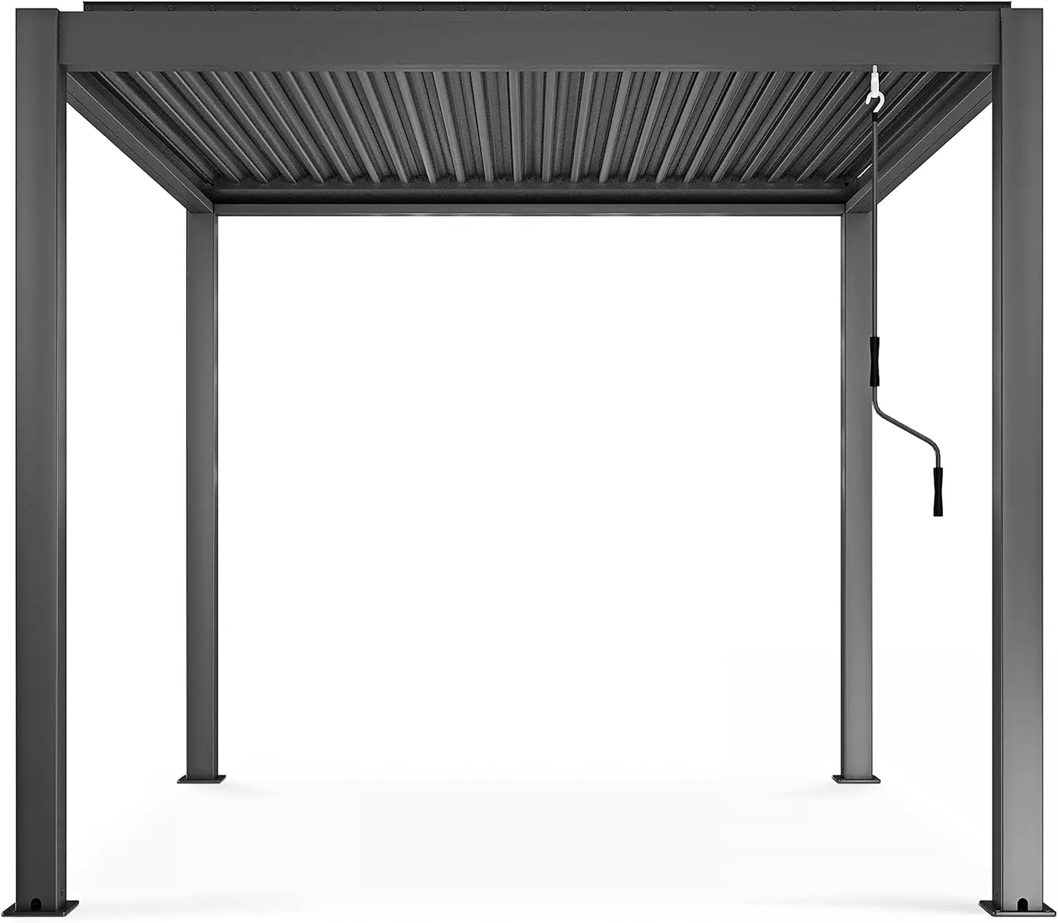 Pergola en aluminium gris 3x2,57 m autoportée vue 6