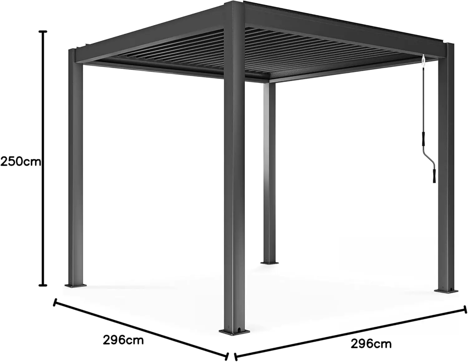 Pergola en aluminium gris 3x2,57 m autoportée vue 8