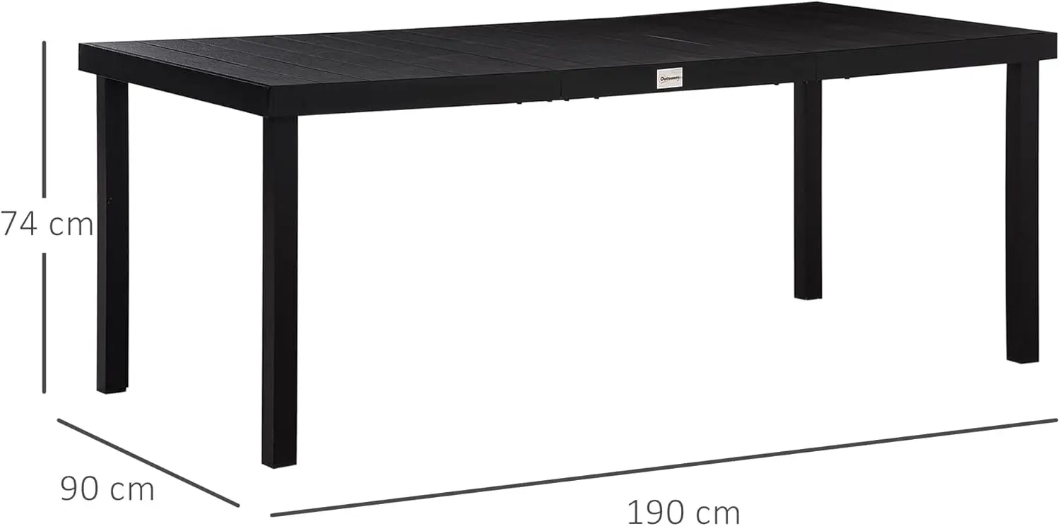 Table de jardin 8 places en aluminium noir vue 3