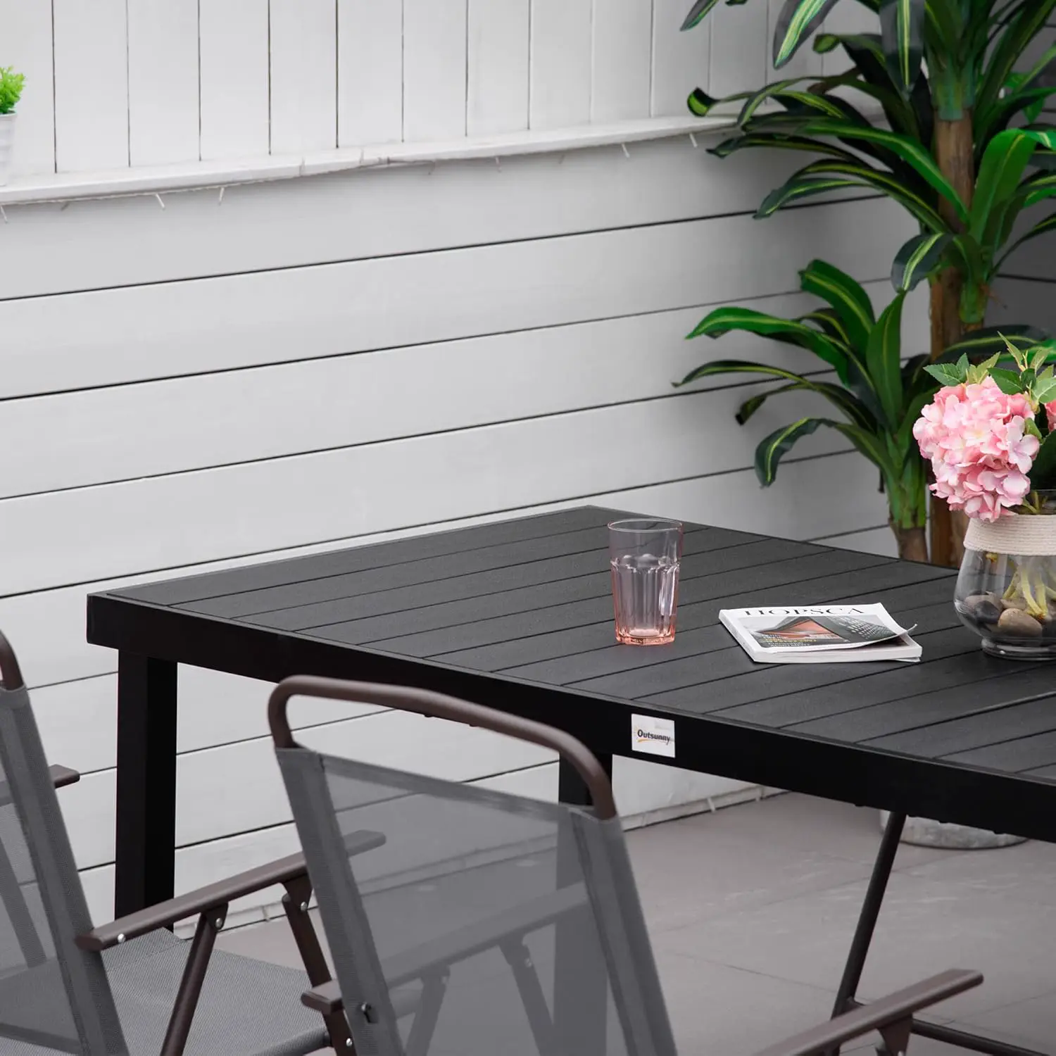 Table de jardin 8 places en aluminium noir vue 7