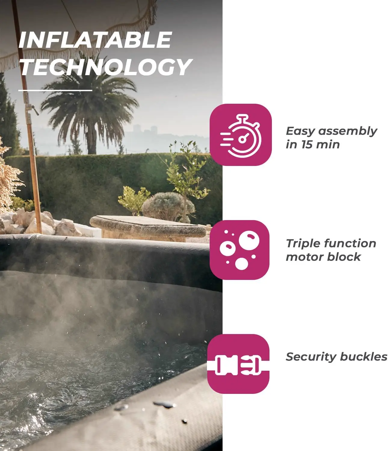 Spa gonflable 4 personnes 4 places en aluminium noir vue 5