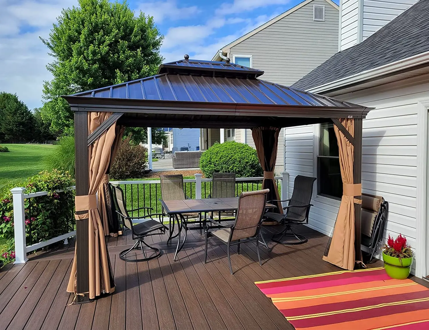 Pergola en aluminium gris 5,2x4 m vue 2