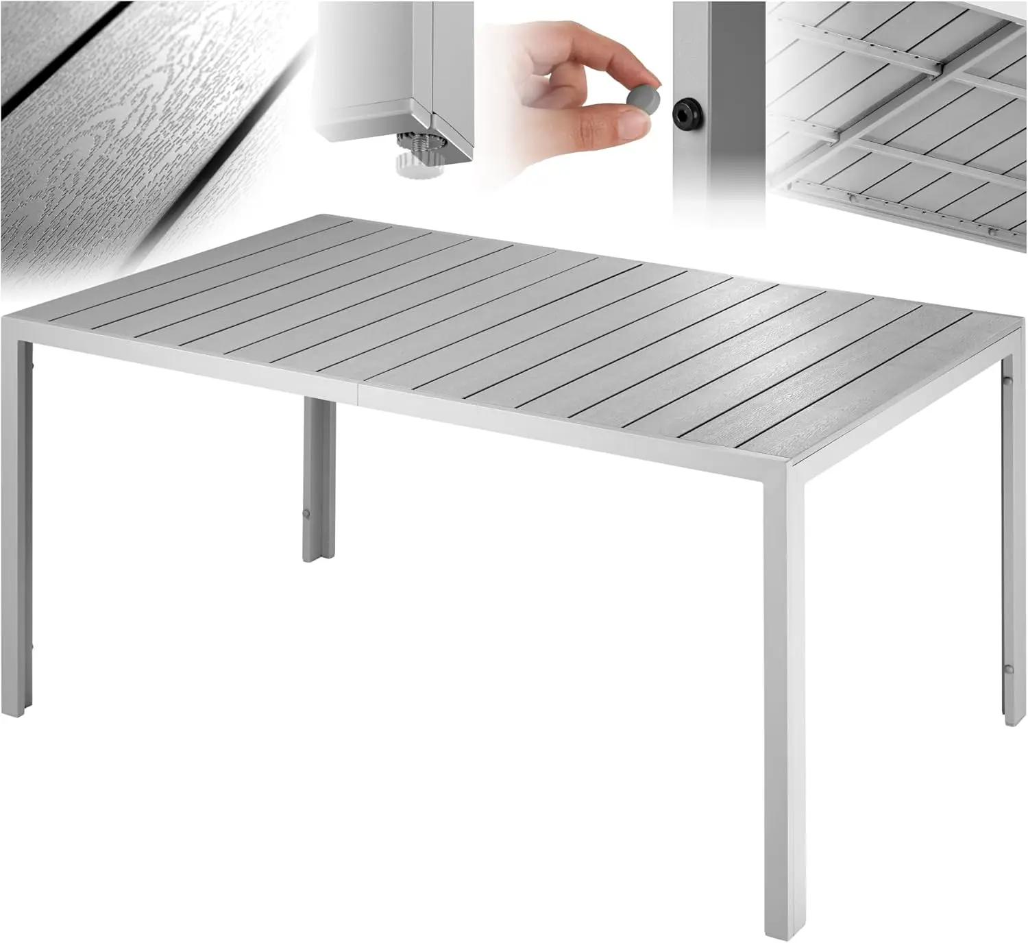 tectake® Table à Manger Extérieur & Intérieur en Aluminium & Aspect