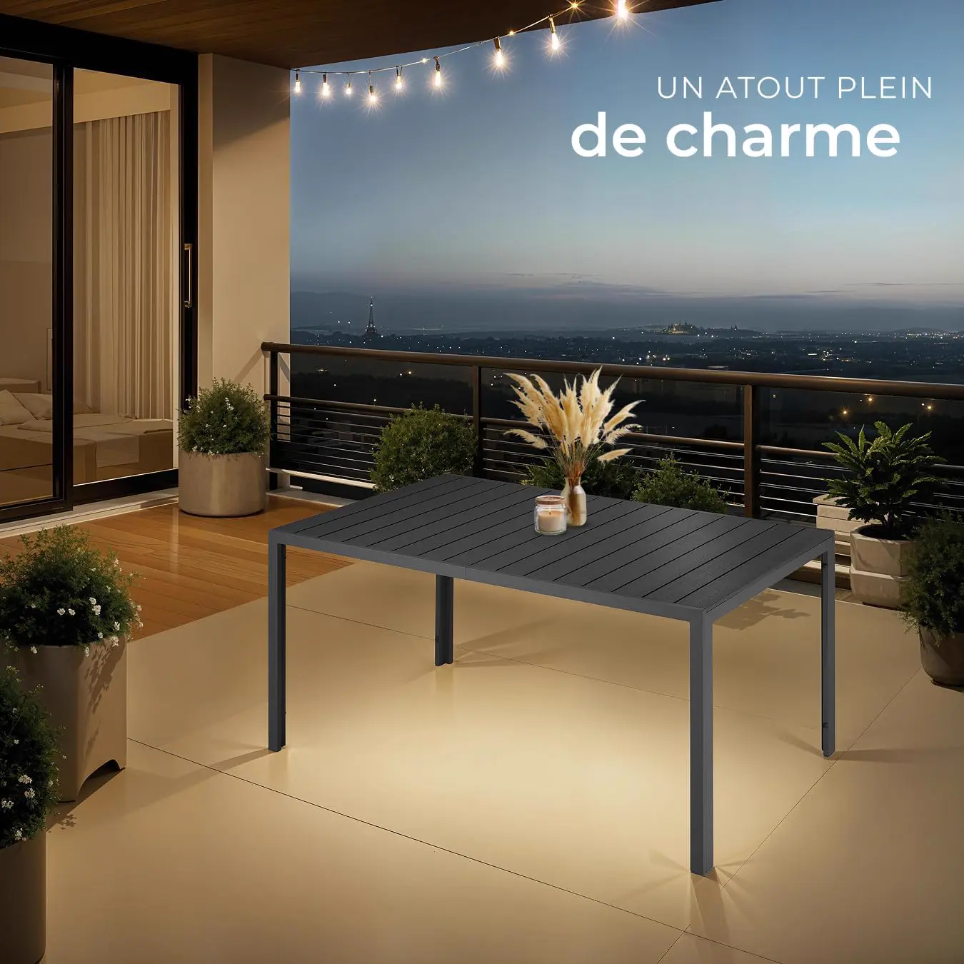 Table de jardin 6 places en aluminium vue 2