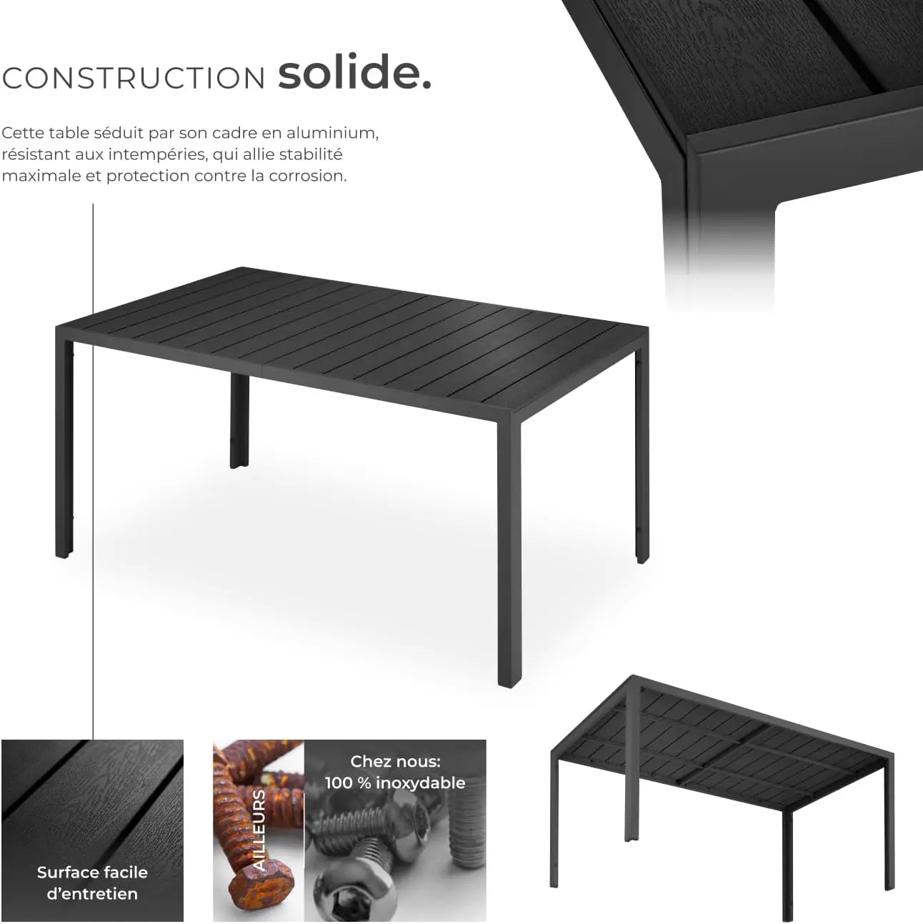Table de jardin 6 places en aluminium vue 5
