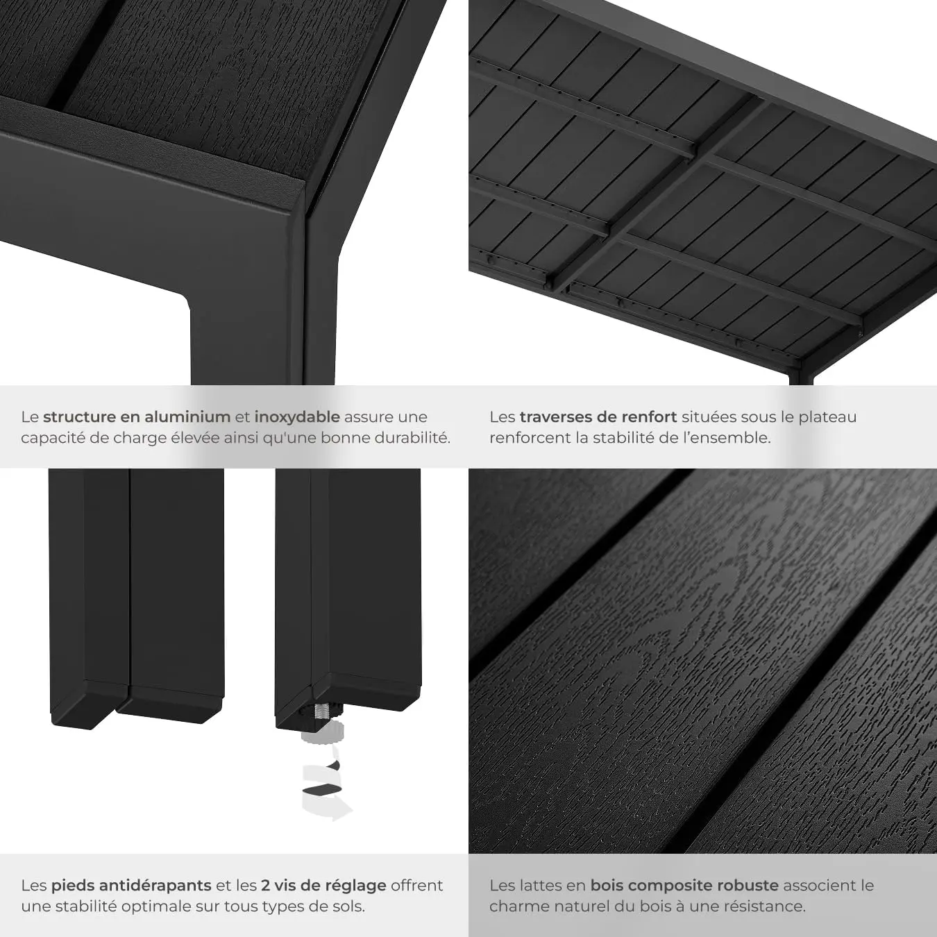 Table de jardin 6 places en aluminium vue 6
