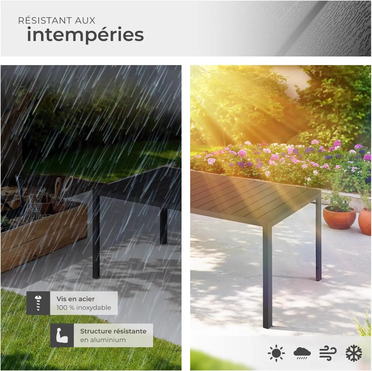 Table de jardin 6 places en aluminium vue 7
