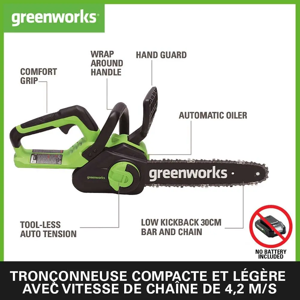 Tronçonneuse à batterie en métal vue 2