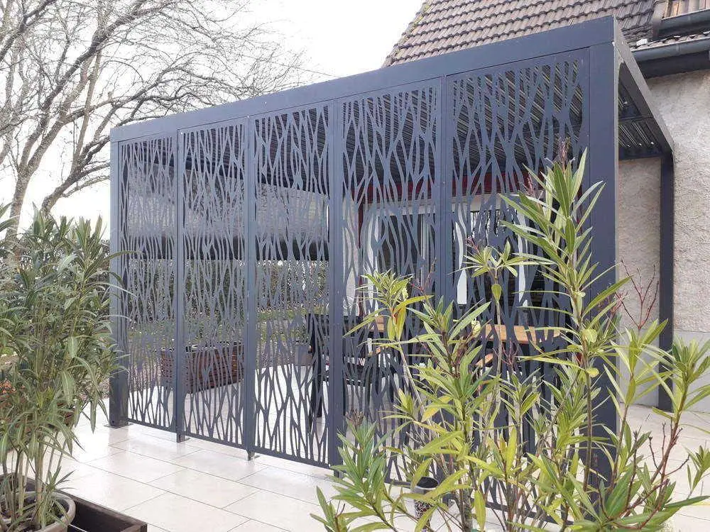 Pergola en aluminium gris 3x2,3 m vue 2