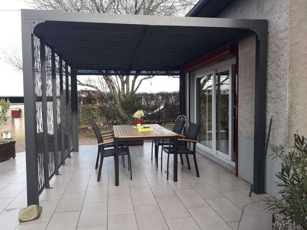 Pergola en aluminium gris 3x2,3 m vue 7