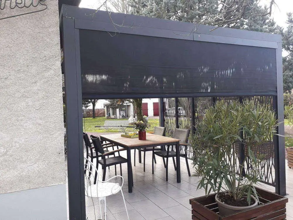 Pergola en aluminium gris 3x2,3 m vue 3