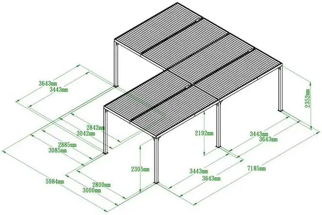Pergola en aluminium gris 32,6 m² vue 3