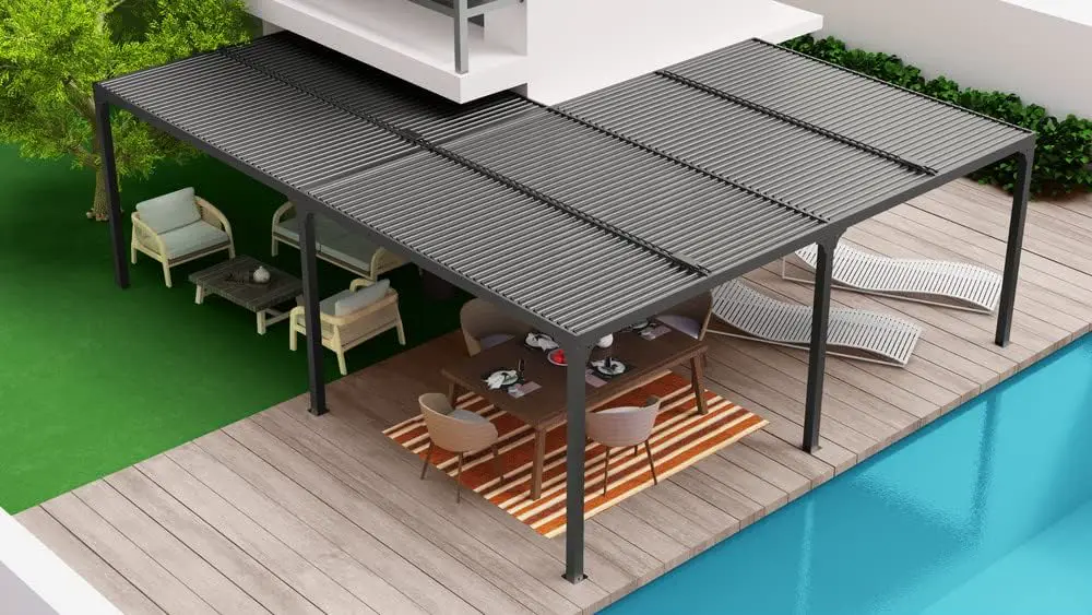 Pergola en aluminium gris 32,6 m² vue 5