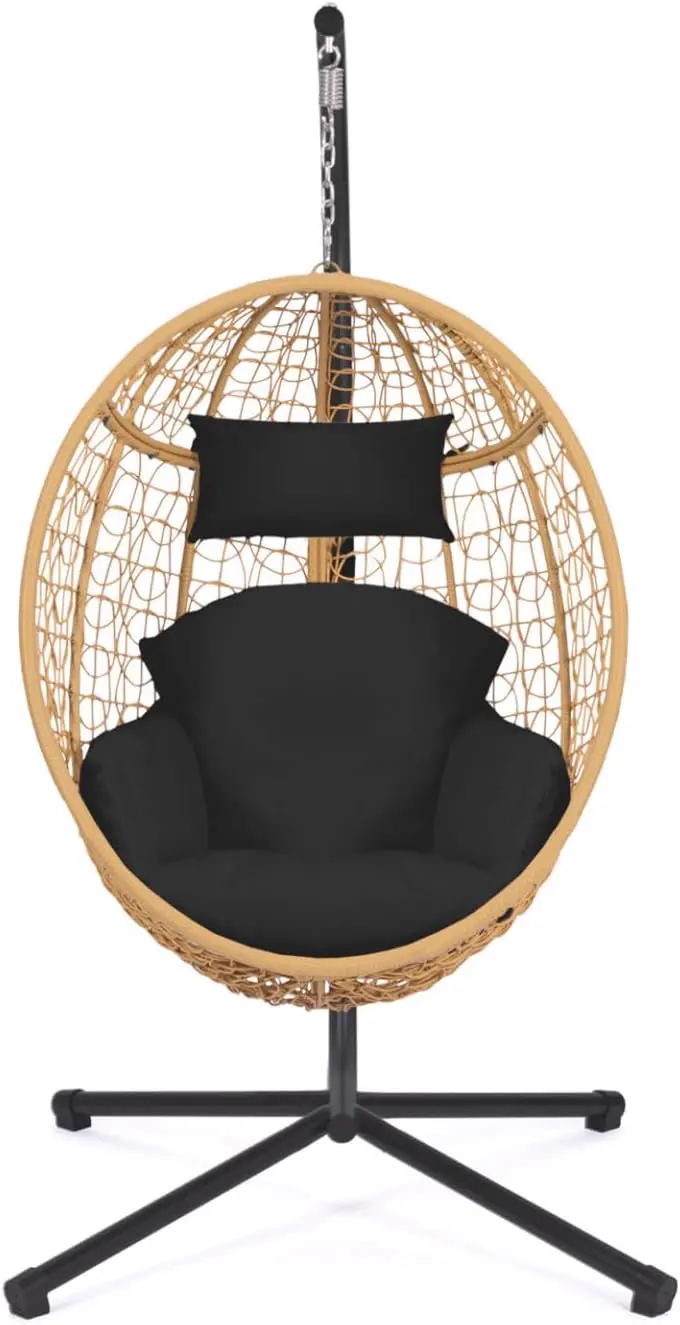 Fauteuils suspendus en rotin noir vue 5