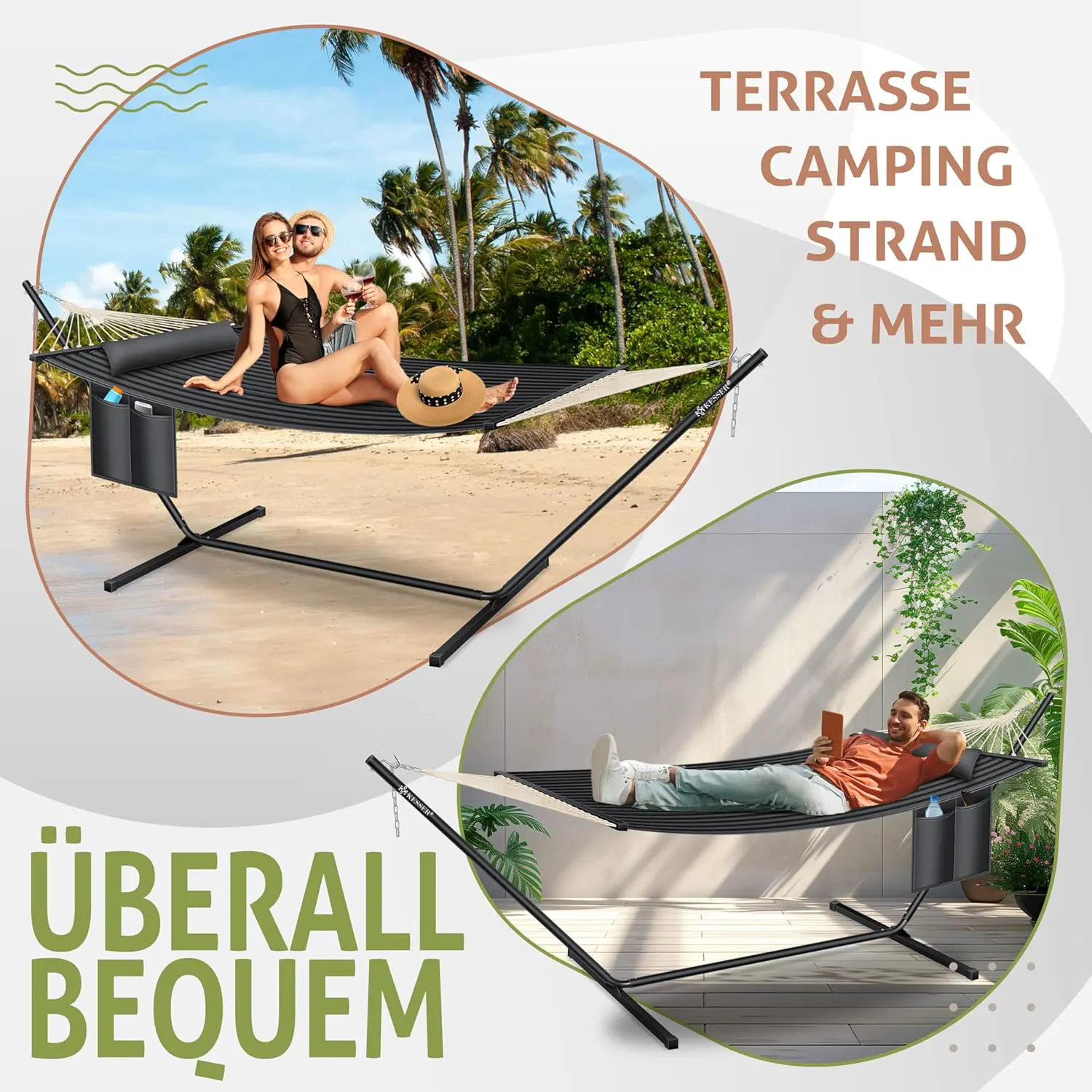 Fauteuils suspendus 2 places en métal anthracite vue 5