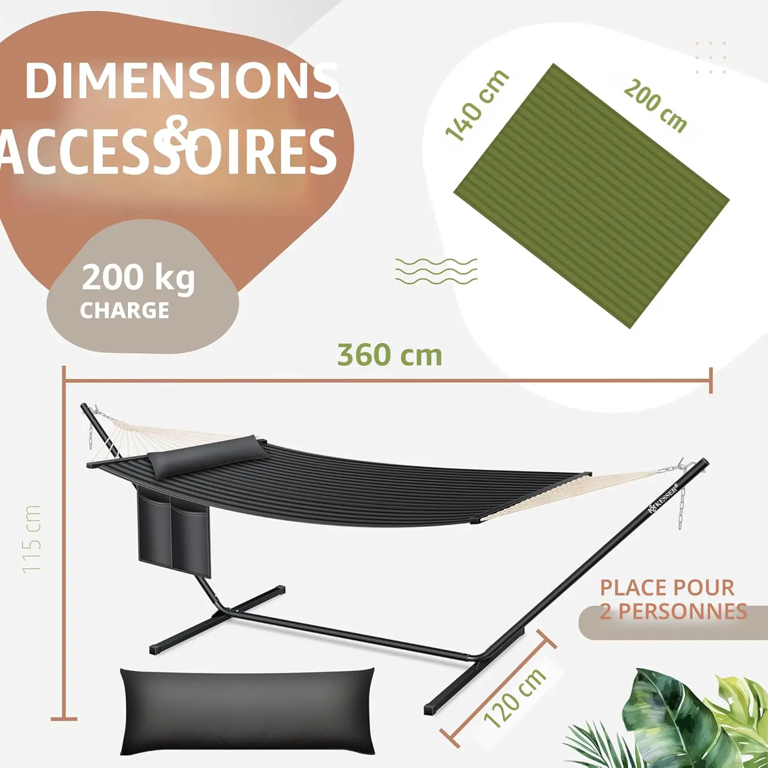 Fauteuils suspendus 2 places en métal anthracite vue 7