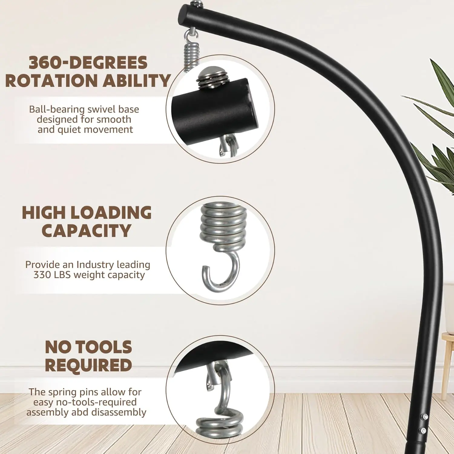Fauteuils suspendus en rotin noir vue 3