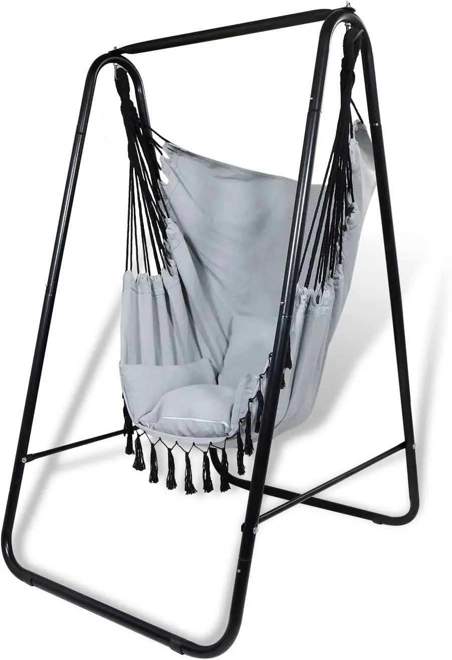 Fauteuils suspendus en métal gris vue 1