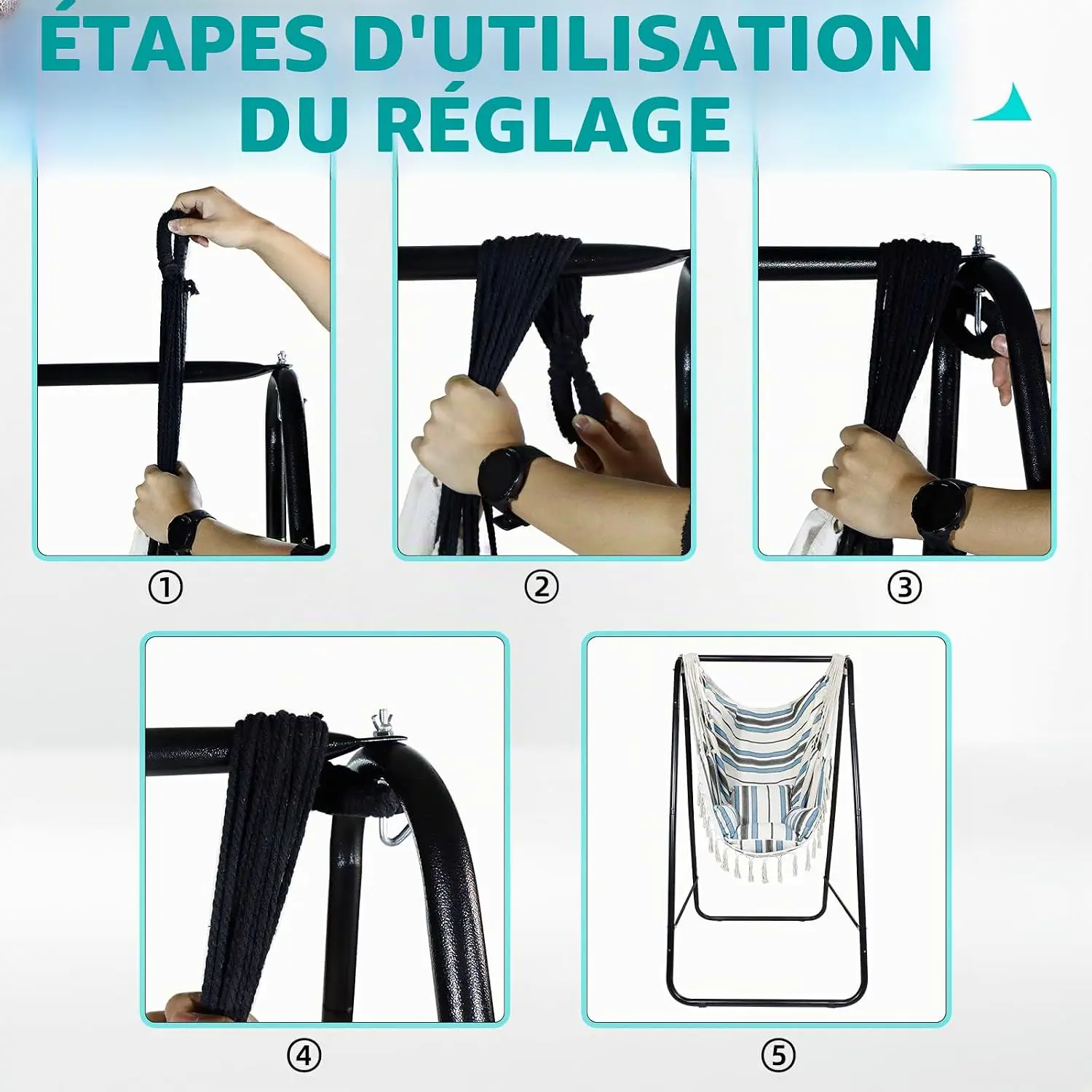 Fauteuils suspendus en métal gris vue 6