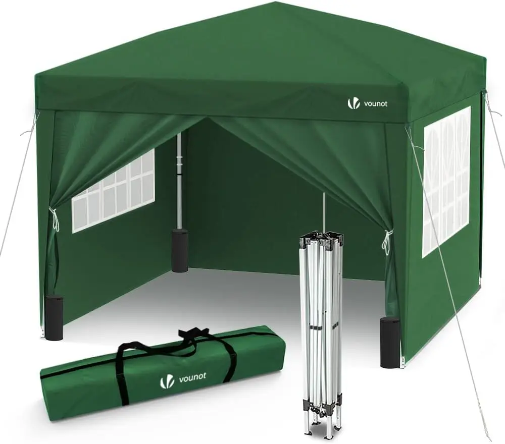 VOUNOT® Tonnelle de Jardin Tente 3x3m Pliable avec 4 Côtés et 4 Sacs