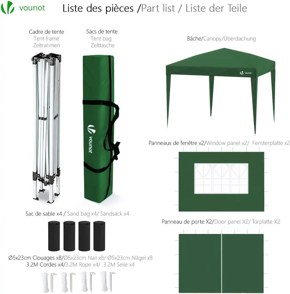 Tonnelle en métal vert 3x3 m vue 2