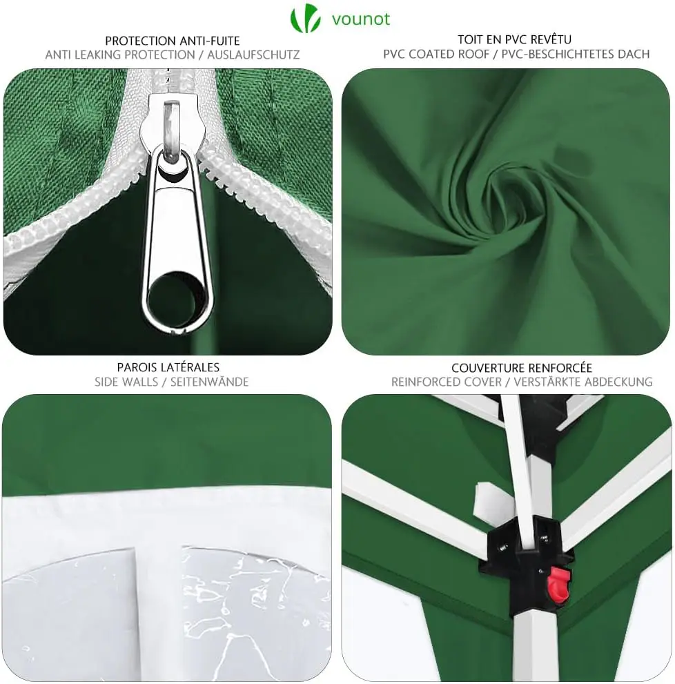 Tonnelle en métal vert 3x3 m vue 4