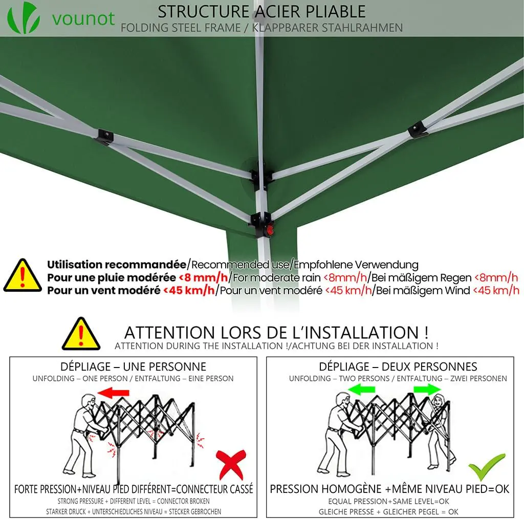 Tonnelle en métal vert 3x3 m vue 7