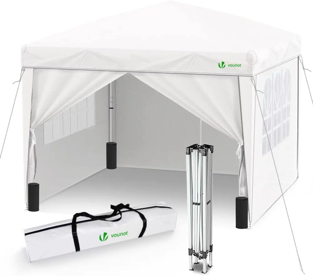 VOUNOT® Tonnelle de Jardin Tente 3x3m Pliable avec 4 Côtés et 4 Sacs